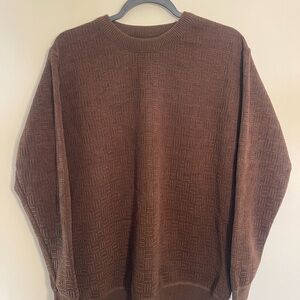 Warm Brown Knit Crewneck Sweater